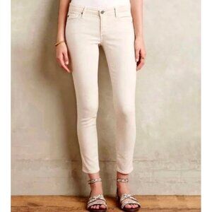AG ADRIANO GOLDSCHMEID Cream Mid-Rise The Stevie Raw Hem Ankle Jeans Size 25R